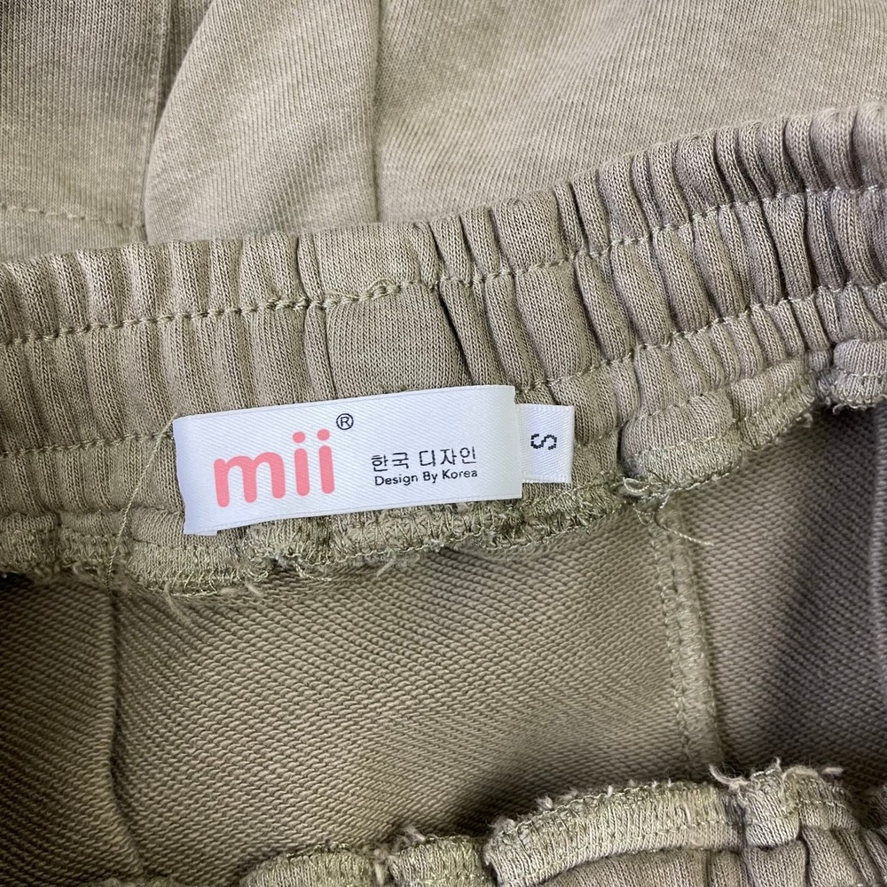 Mii Design By Korea Cargo Sweatpants S Wide Leg Joggers Olive Tan - Picture 6 of 16